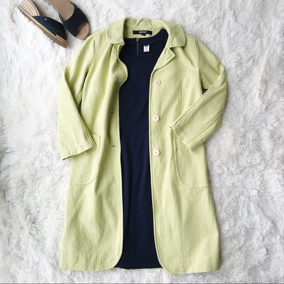 Dkny Jackets & Blazers - DKNY lightweight pale green lightweight 3/4 length coat patch pockets